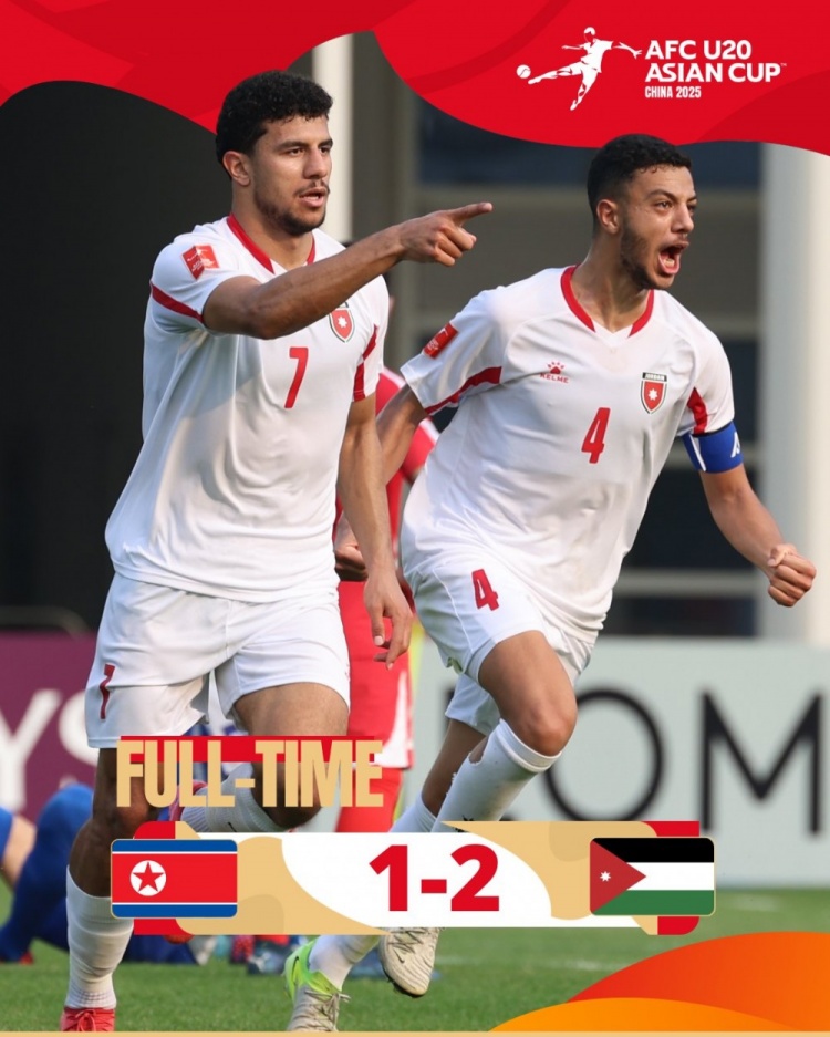  U20亞洲杯B組：朝鮮1-2不敵約旦，兩輪1分暫列B組末尾