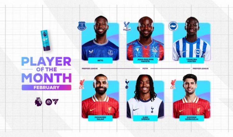  英超2月最佳候選：貝托、馬特塔、明特、薩拉赫、斯賓塞、索博