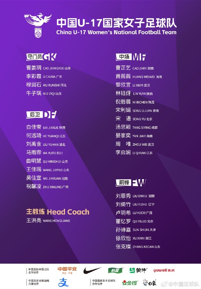  U17女足30人將在蘇州集訓備戰(zhàn)世界杯，姜寧、朱挺擔任訓練員
