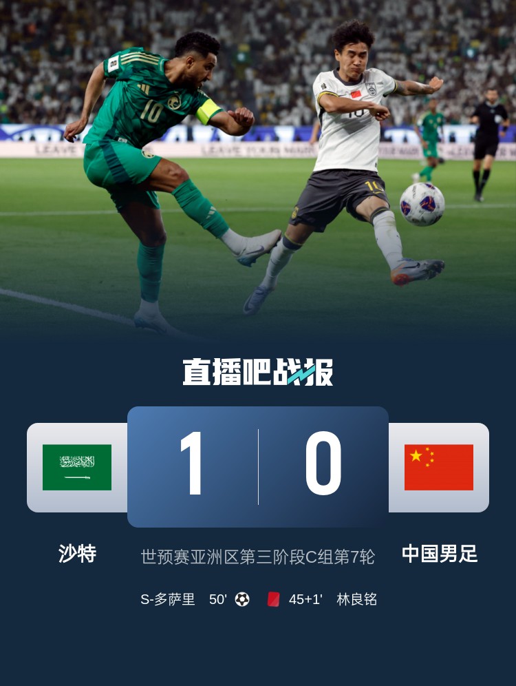  1-0小勝國(guó)足終結(jié)沙特在18強(qiáng)賽191天的進(jìn)球荒，上次進(jìn)球也是戰(zhàn)國(guó)足